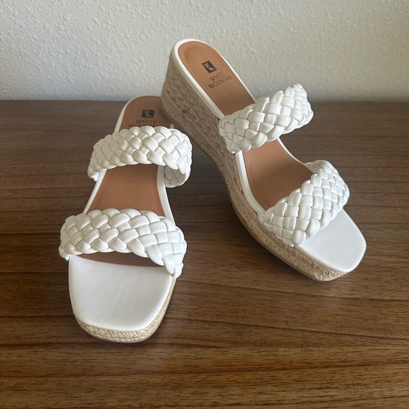 NWOT - White Mountain White Espadrille Braided Leather Sandals - Picture 5 of 10